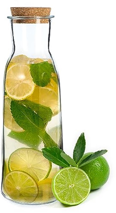 IKEA VARDAGEN 2 Pack karaf met siliconen deksel, 34 oz helder glas, ideaal voor warm en koud water kruik, sap, melk, limonade en meer
