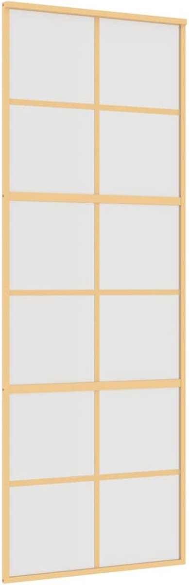 vidaXL - Schuifdeur - 76x205 - cm - mat - ESG-glas - en - aluminium - goudkleurig