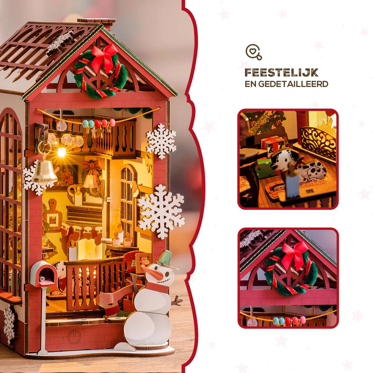 Robotime Book Nook Christmas Indoor Scene - Kerst knutsel bouwpakket — afbeelding 9