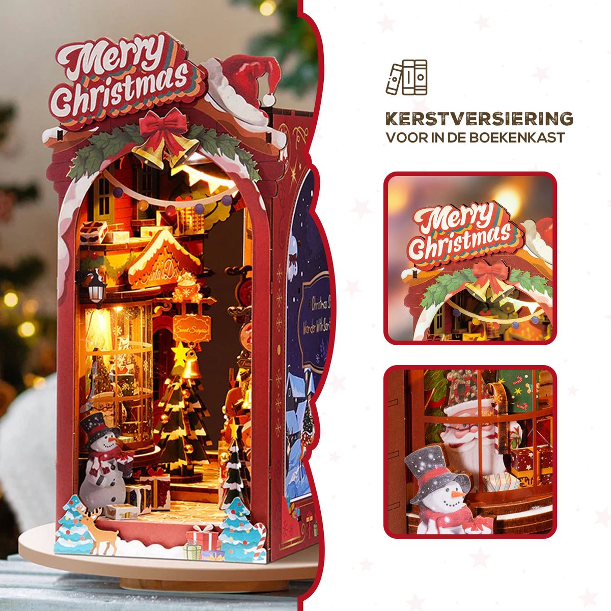 Robotime Book Nook Christmas Street | Book Nook | TGC06 | Knutselen | Bouwpakket | Hobby | Kerst | Creatief | Miniatuur — afbeelding 2