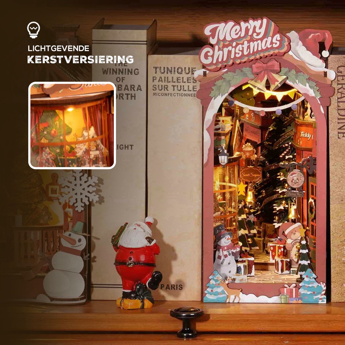 Robotime Book Nook Christmas Street | Book Nook | TGC06 | Knutselen | Bouwpakket | Hobby | Kerst | Creatief | Miniatuur — afbeelding 5