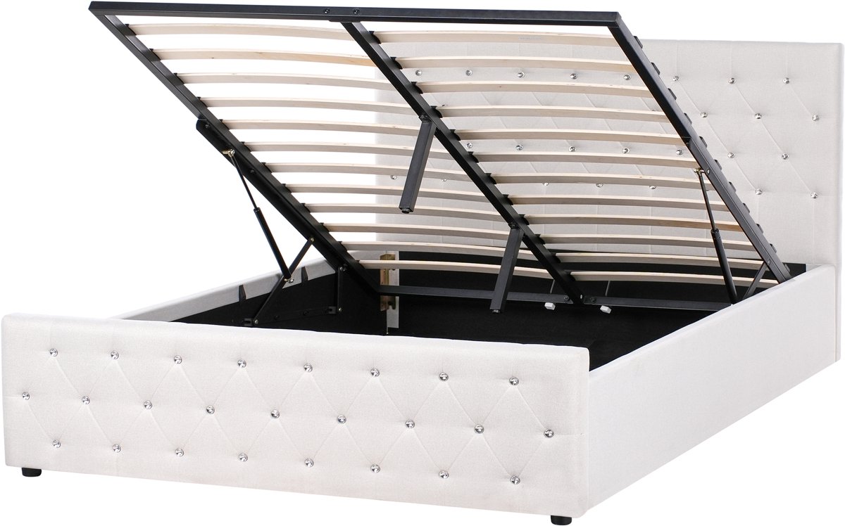 AMIENS - Bed met opbergruimte - Beige - 160 x 200 cm - Polyester