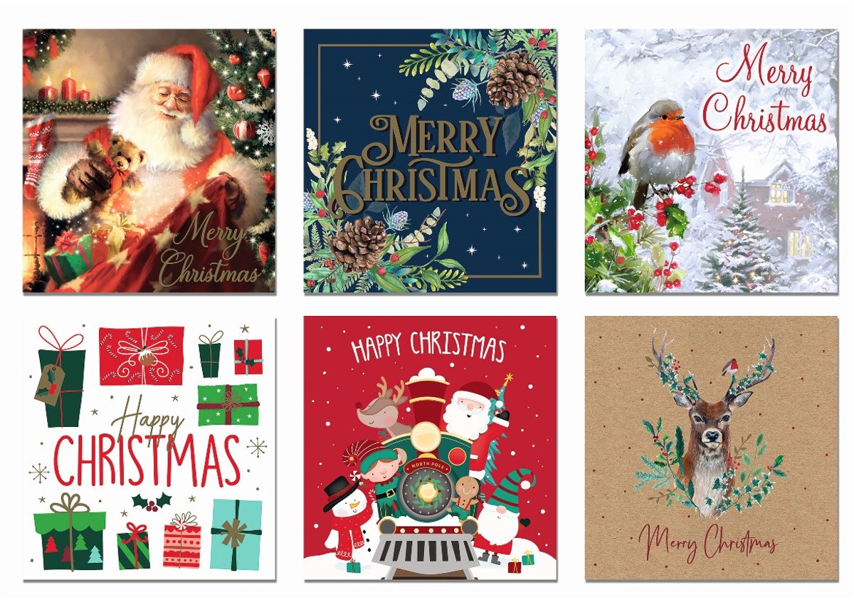 30 Traditionele Engelse kerstkaarten - ENGELSTALIG - 12 x 12 cm