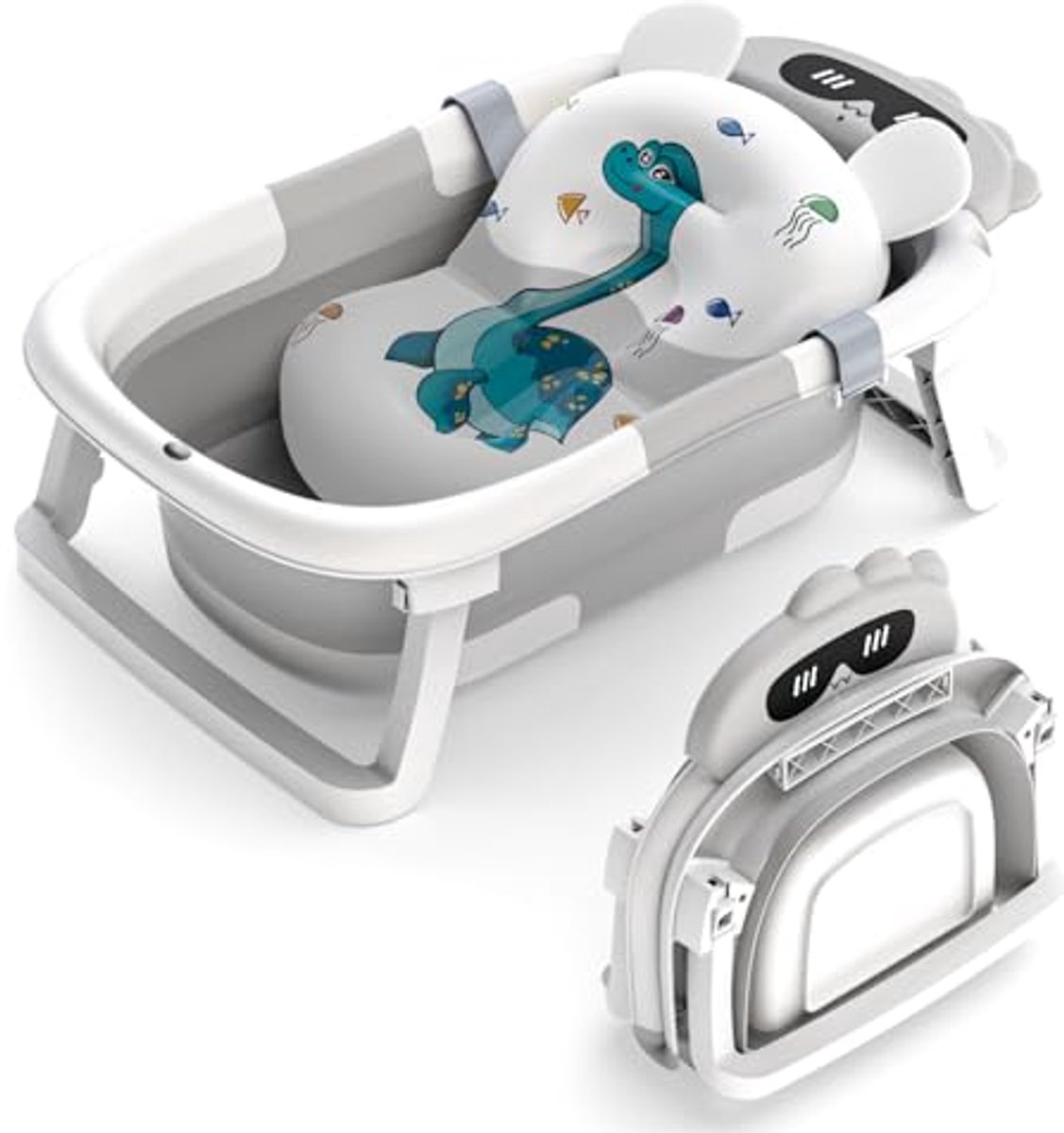 Opvouwbaar Babybad voor Pasgeborenen en Peuters - Draagbaar en Inklapbaar met Antislip Steunkussen