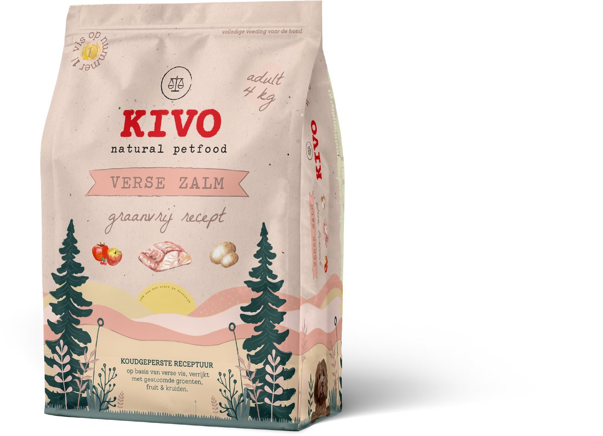 Kivo Petfood Hondenbrokken Verse Zalm - 4 kg - Koudgeperst - Graanvrij