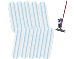 10 Stuks Dweilpadvervanging Geschikt Voor O Cedar H2pro Mopsysteem - 11 X 40,5 Cm - Herbruikbaar - Geschikt Voor Vileda H2pro Flat Mop Refill Kit - Dweilkopvervanging - Vervangende Dweilpads - Machinewasbaar - Dweildoek - Eenvoudig Te Installeren