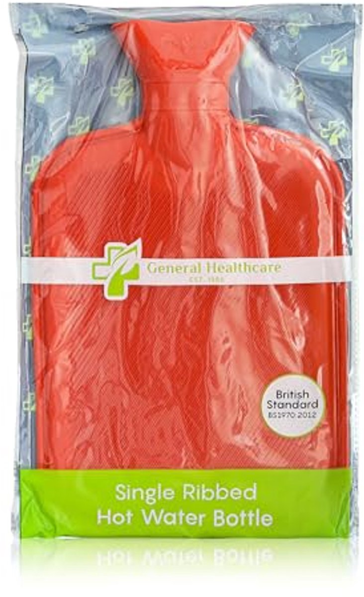 Hot water bottle 2 liters - ribbed design for pain relief
