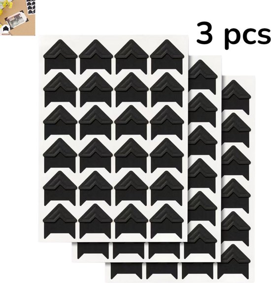 3 stuks - Vintage Kraft Papieren Hoekstickers - Kleurrijke Fotostickers - Fotoalbum Accessoires - Baby Fotoalbum Bevestigingsfotostickers - Zwarte Fotohoekbevestiging Zelfklevend - Geschikt voor Fotoalbums en Agenda's