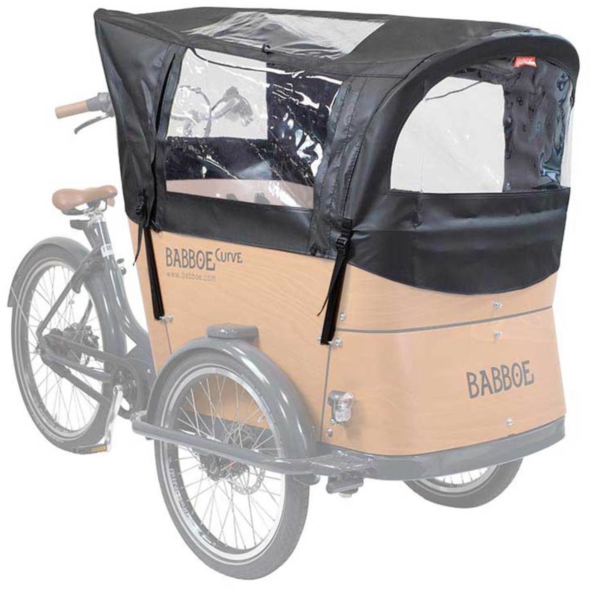 Babboe Regentent Curve - zwart PVC met tentstokken