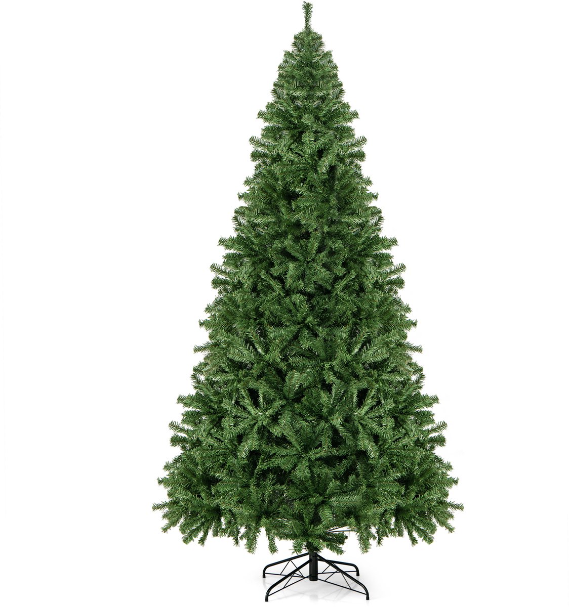 COSTWAY Kunstkerstboom, 270 cm, dennenboom met klapsysteem, kerstboom 2132 takken pvc-naalden, kunstboom voor Kerstmis met metalen standaard, groen