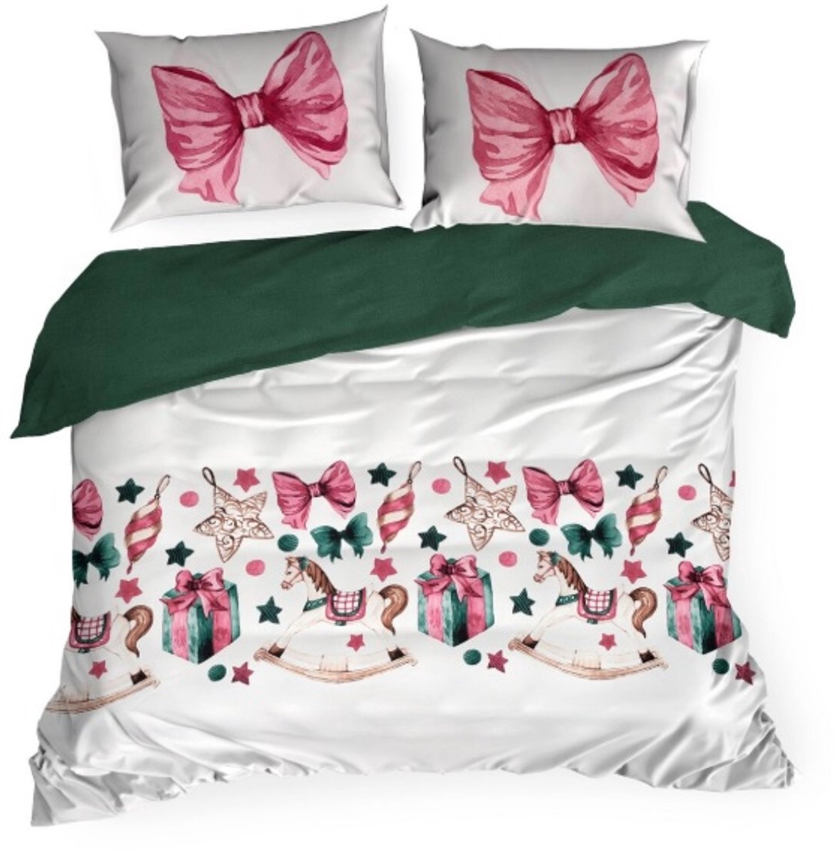 Kerst beddengoed van 100% microvezel - 160 cm x 200 cm- Merry Christmas - Kers - Dekbedovertrek