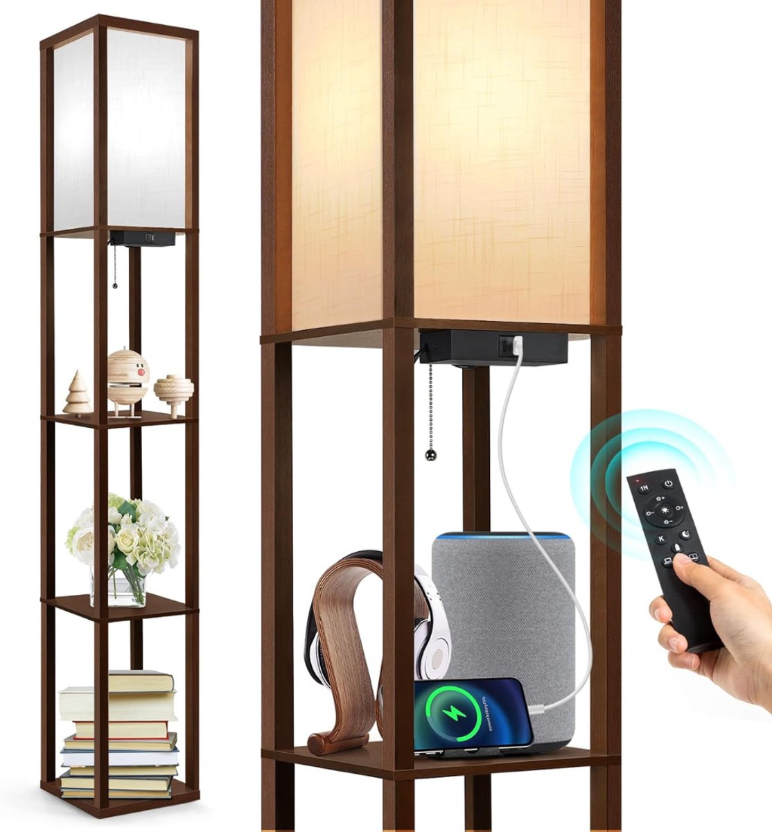 ZRSS® Staande Booglamp met Planken - Vloerlamp Staand - Lamp Industrieel - Dimbaar - Inclusief Timer en USB-poort