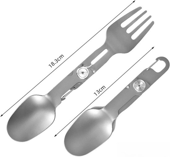TIBROMTACK Titanium opvouwbare spork, outdoor bestek extra sterk ultra lichtgewicht (Ti), gezond en milieuvriendelijk bestek voor kamperen, wandelen, reizen, picknick