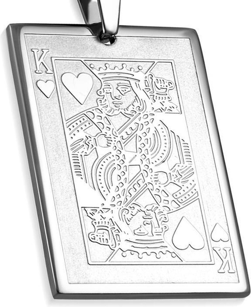 Amanto Ketting Alfons - 316L Staal - Speelkaart - 27x40mm - 60cm