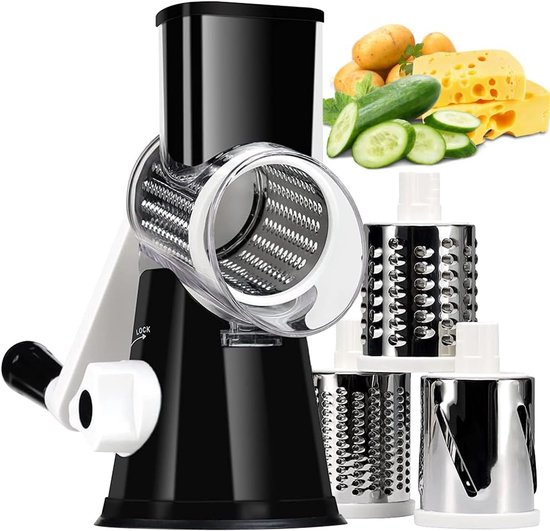 Wuciray Gemüseschneider Gemüsehobel Trommelreibe mit Kurbel 3 Trommelblättern Reibe für Gemüse Gemüsereibe Vegetable Chopper Mandoline Turbo Cut Käsereibe für Käse Ice Gurken Karotten Nüsse usw (blue
