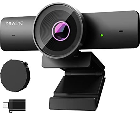 1080P HD Webcam met Autofocus en Dubbele Microfoon - Geschikt voor Zoom, Skype, Teams, Webex - Inclusief Privacyhoes en USB-A-naar-USB-C Adapter