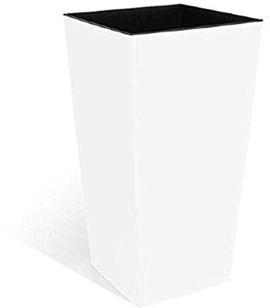 Grand pot de fleurs carré de 91,5 litres avec insert de 42 litres - plastique blanc, hauteur 80 cm