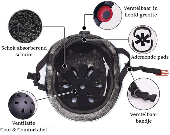 Fietshelm Combi met Bescherming - Kinderhelm - Skate Beschermset Kinderen - Rood - Fietsbescherming - Sportbescherming van Simply Kids — afbeelding 5