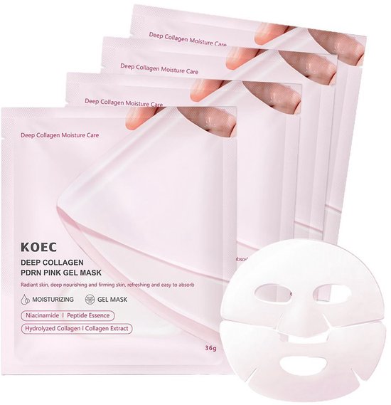 3 x Masque Gel Pink au Collagène Profond PDRN – Niacinamide – Soins Coréens – Extrait de Collagène – Hydratant et Raffermissant – Effet Peau de Verre – Masque Peel Off au Collagène Coréen
