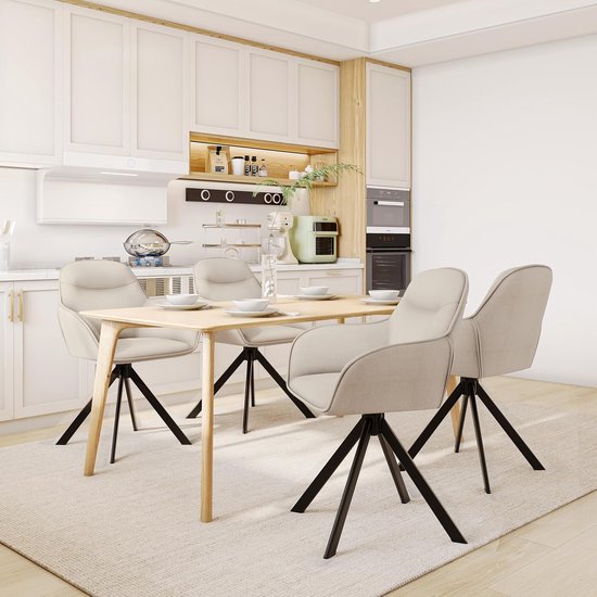 Set van 2 eetkamerstoelen MAROA Hout Zwart/wit