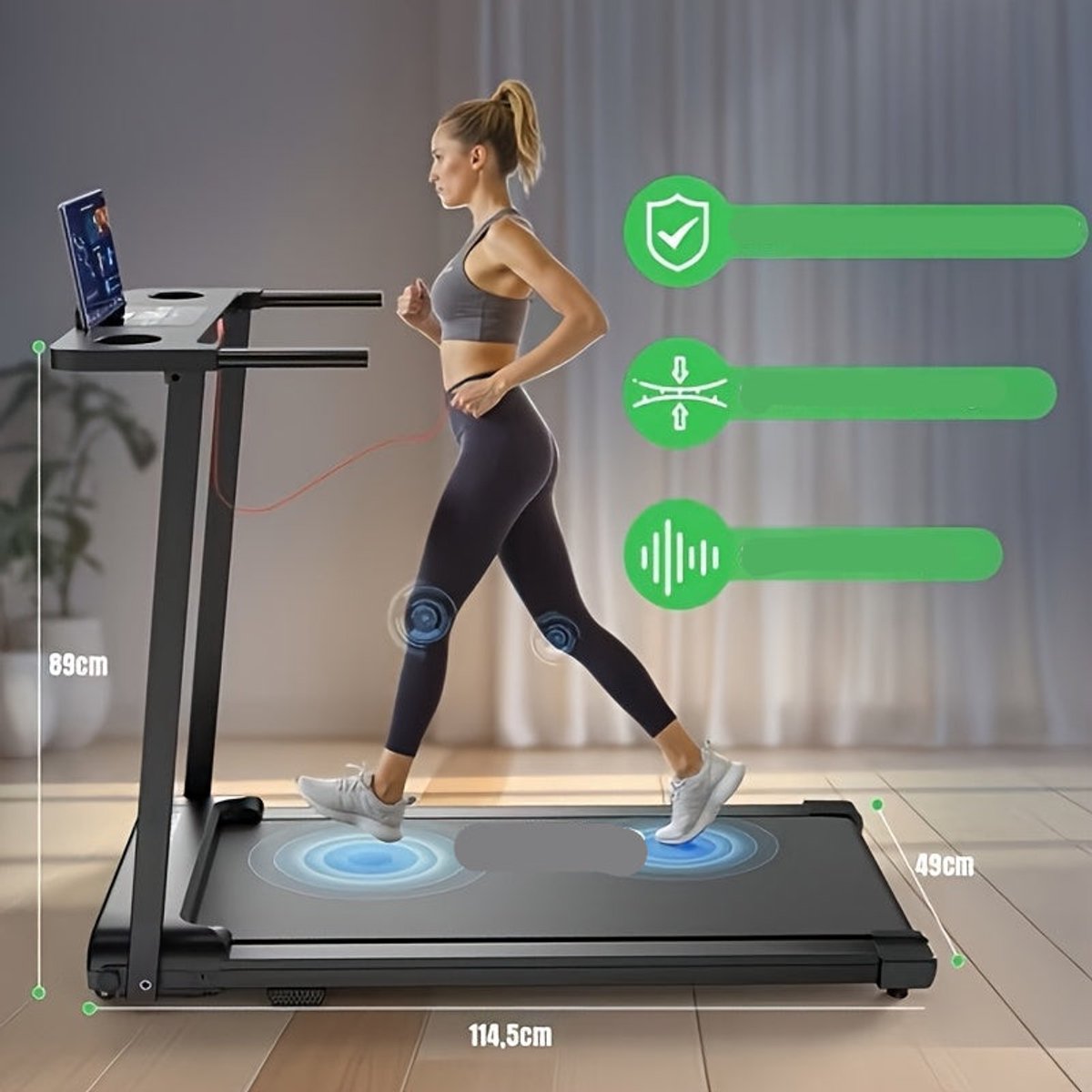 Loopband – Treadmill – Hardloopband – Loopmachine – Fitnessapparaat – Opvouwbaar Ontwerp – 12 Km/U Snelheid