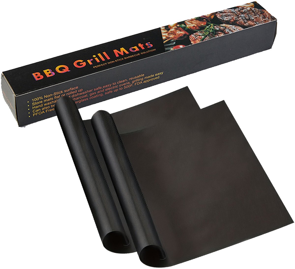 QTTVBTNA - 3 stuks Antiaanbak Ovenmat - Ovenplaat Beschermer Voering voor Ovenbodem - Ovenaccessoires & Keukengerei Zwart 33x40 cm - zwart