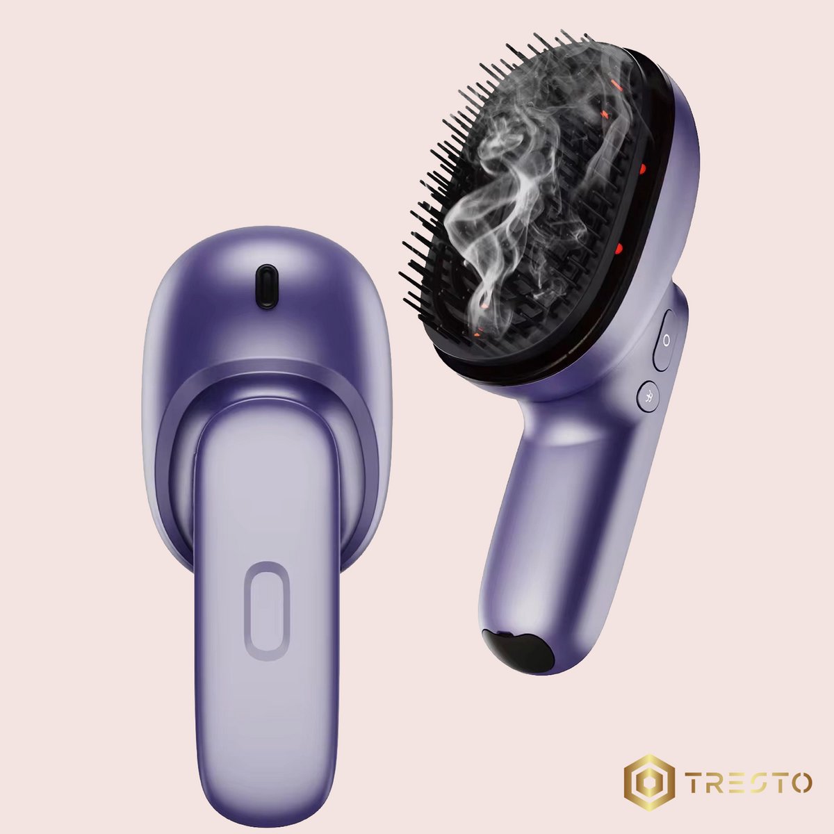 TRESTO - Scalp Massager - Elektrische Haarborstel - Scalp Brush - Hoofdmassage Apparaat - Haarolie Applicator - Stijltang - Fohnborstel - Draadloze fohn - Draadloze stijltang - Draadloos - Warmteborstel