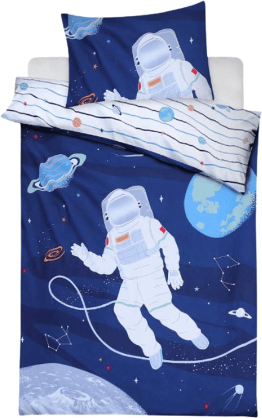 Astronaut - Dekbedovertrek - Ruimte Heelal - 140 x 200 centimeter - Blauw - Eenpersoons
