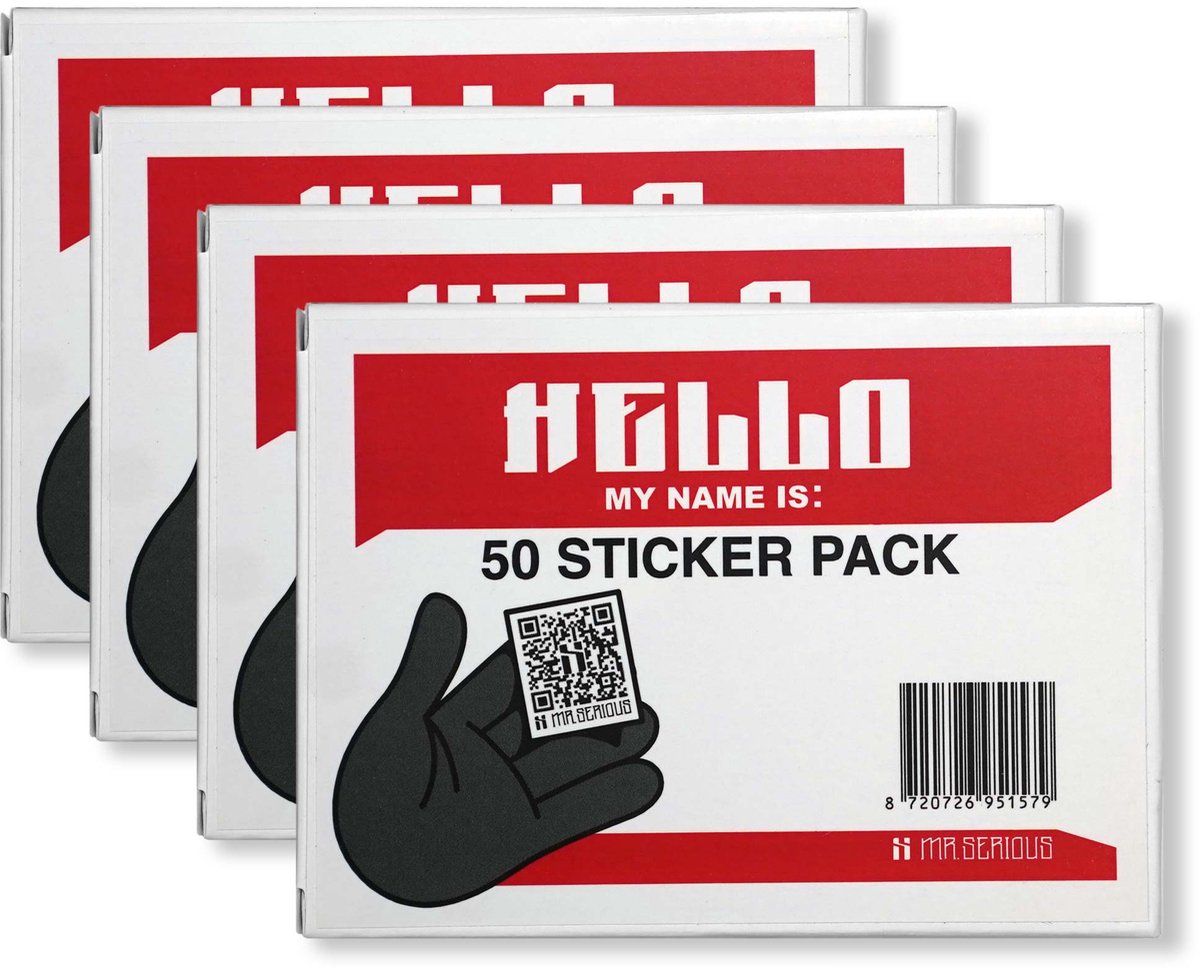 4x Hello my name is: 50 sticker pack
