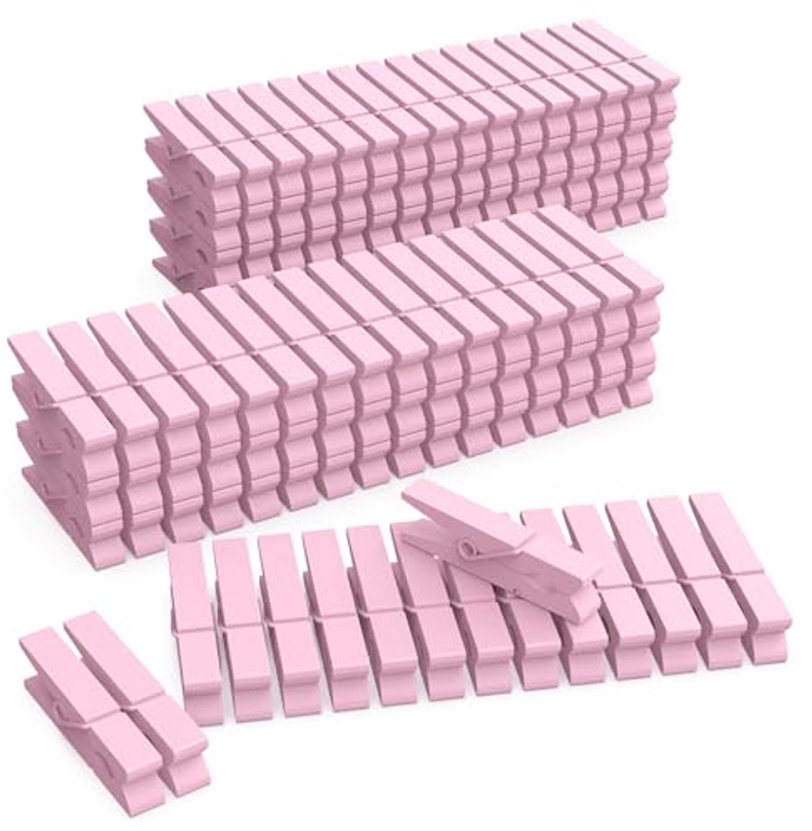 Mini Houten Gekleurde Wasknijpers Licht Roze - Pack van 128