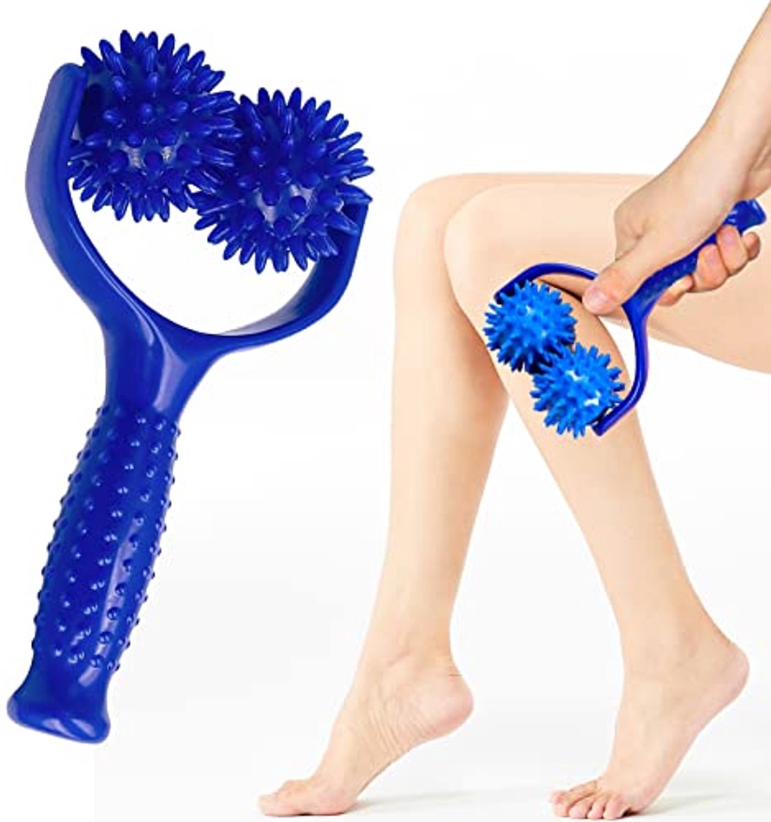 Massagebal en massagerol met handvat voor spierpijn en herstel