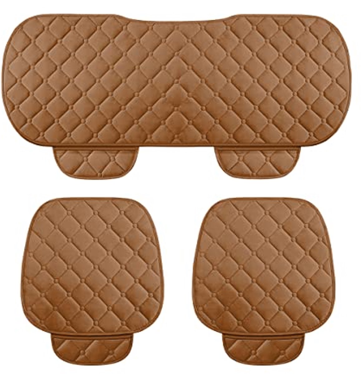 Image of 3-delige set autostoelkussens voor voor- en achterbank - Ademend fluwelen stoelhoes met traagschuim en antislip onderkant