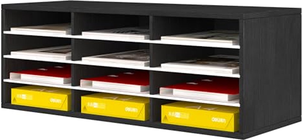 Papierorganizer met 12 vakken - Stevige bureaubladorganizer voor een opgeruimde werkplek