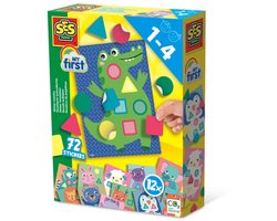 SES Creative - My First - Sticker mozaïeken - 12 dieren mozaïek kaarten met 72 stickers - vormen en kleuren herkennen – stickers plakken - speelgoed 1 tot 4 jaar