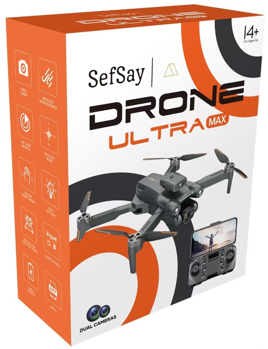 SefSay Ultra Max Drone - Drone met dubbele ESC HD camera - Obstakel Ontwijking - Borstelloze motoren - 3 batterijen en een opbergtas - Geschikt voor kinderen en volwassenen — afbeelding 13