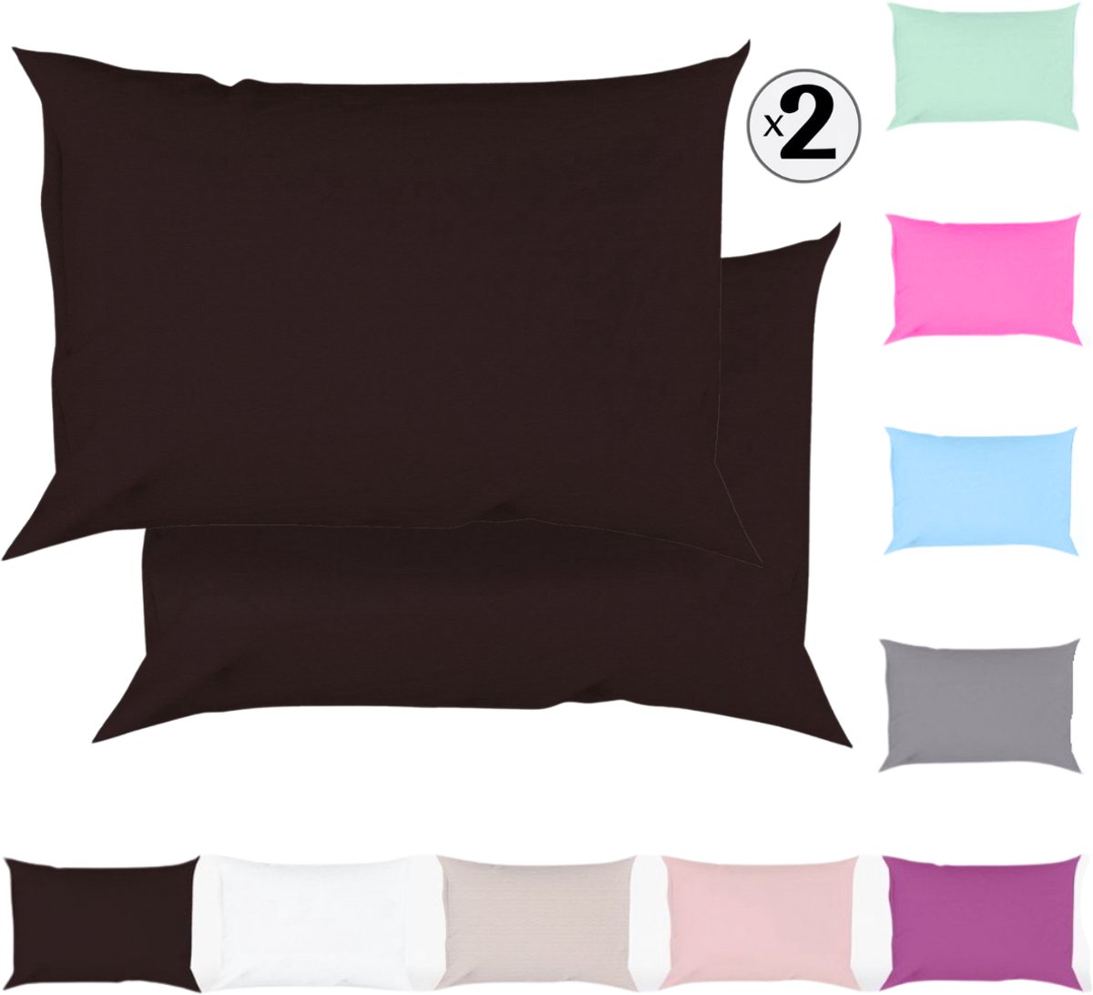Tavas Kussenslopen 60 x 70 cm Set van 2 Zwart Katoen 100% Hotelkwaliteit Kussensloop met rits