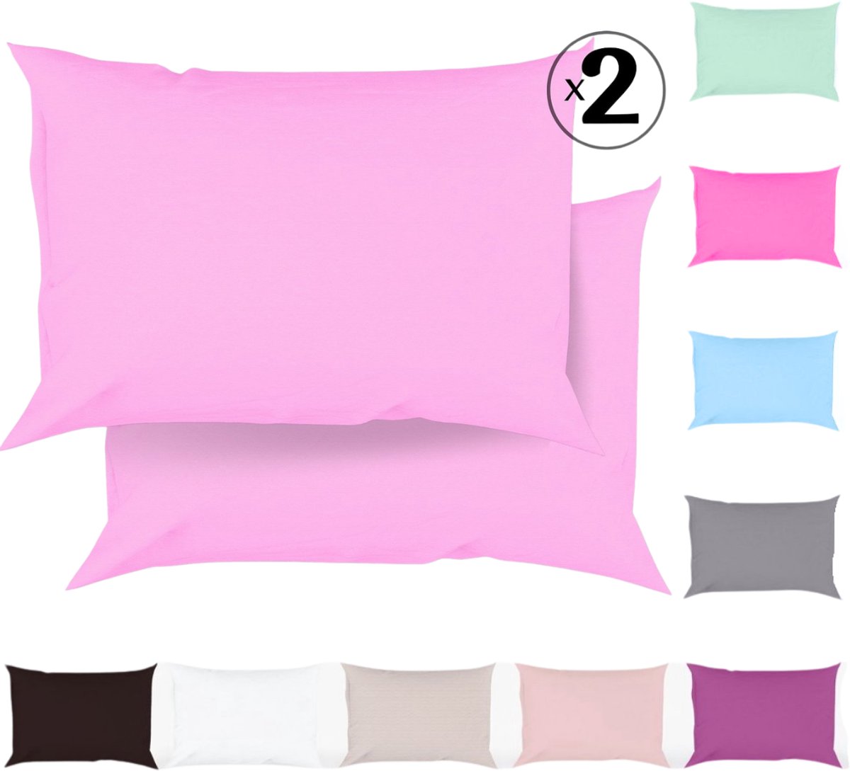 Tavas Kussenslopen 50 x 70 cm Set van 2 Roze Katoen 100% Hotelkwaliteit Kussensloop met rits