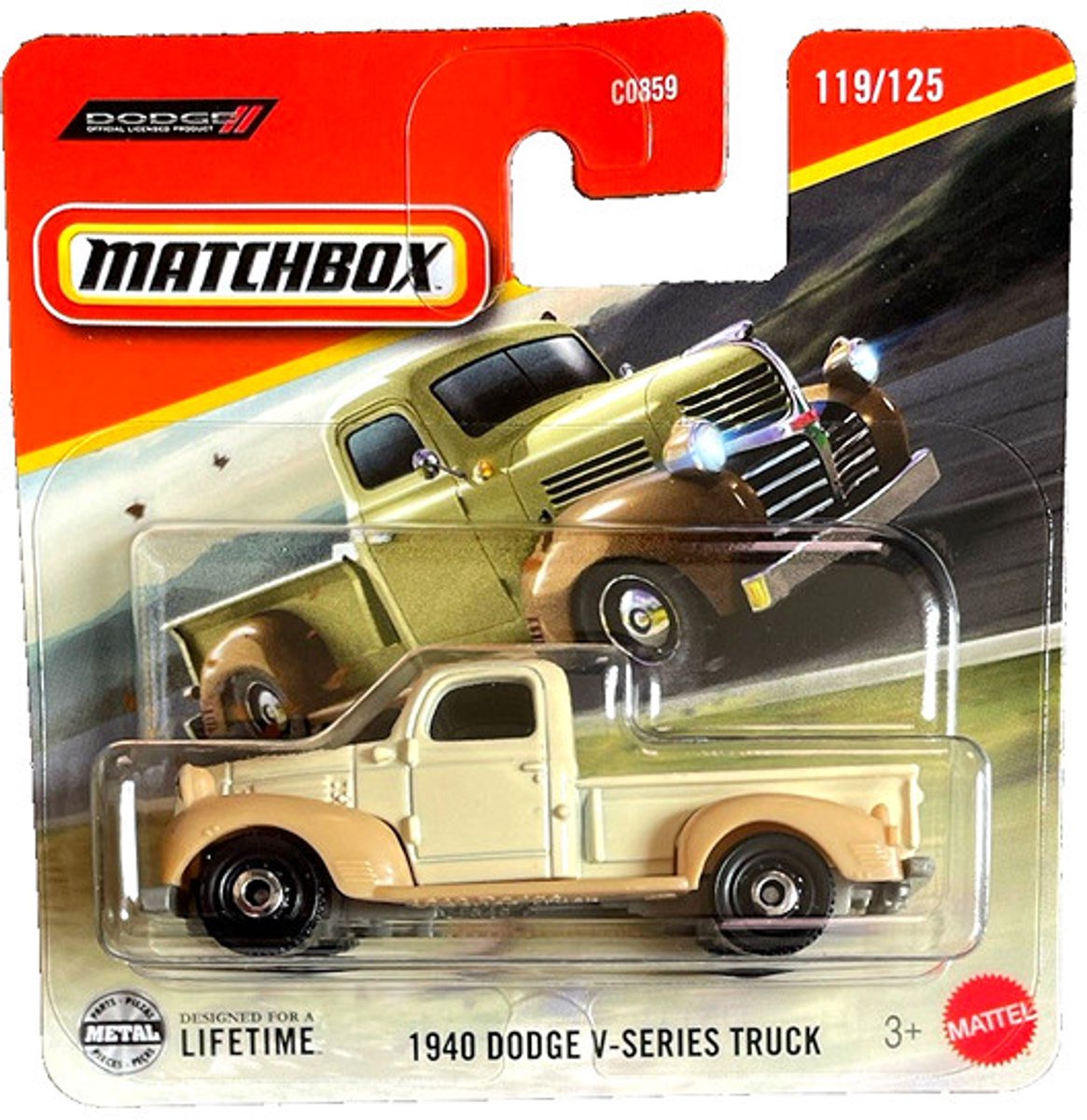 MATCHBOX 1940 DODGE V-SERIES TRUCK PICKUP BROWN VANILLE 119-125 (1:64) METAL SHORT CART
