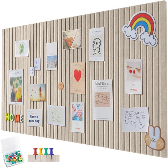 Groot Vilten Prikbord Zelfklevend 90x60 Cm Donkere Kameel - Met 35 Punaises, Modern Decoratief Bord Zonder Boren