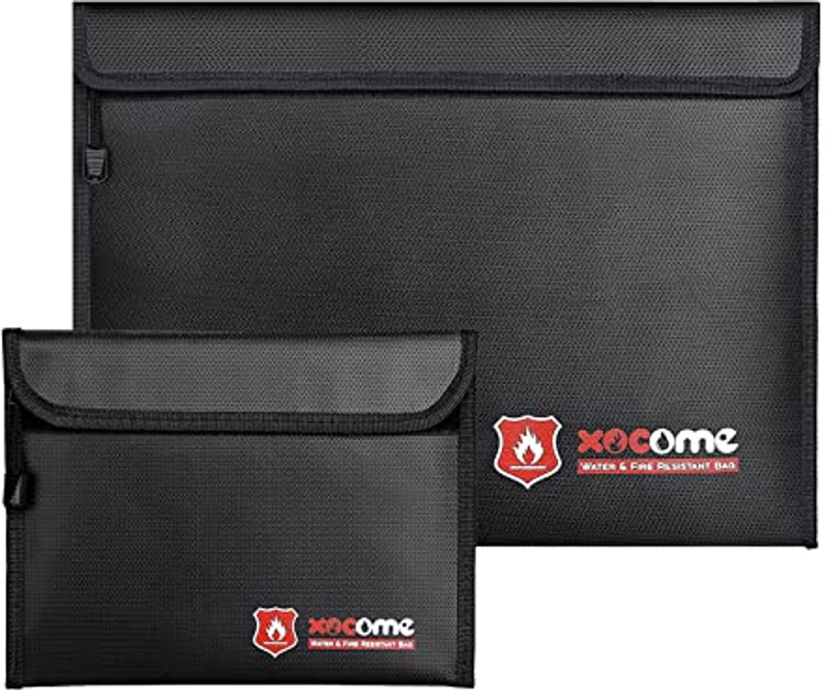 Brandloze Brand- en Waterdichte Documententas - 2 Stuks, Veilige Opbergtassen voor Documenten, Geld, Sieraden en Meer