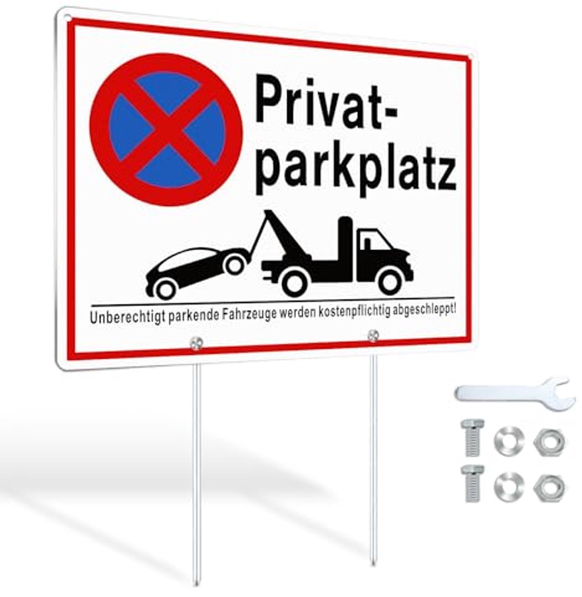 XL Bord voor Privéparkeerplaats met Grondpen - Aluminium 25x35cm