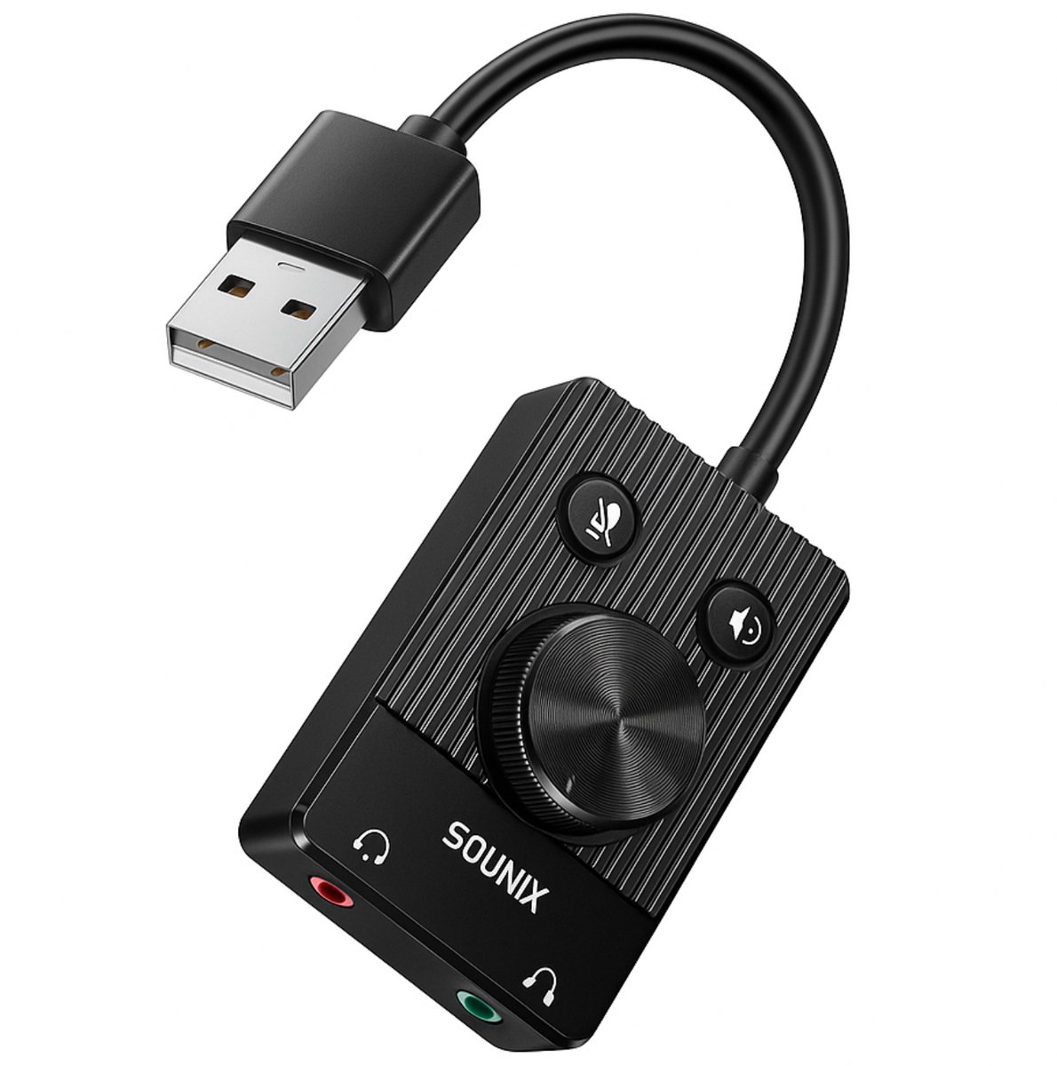 Sounix USB naar Audio Adapter - Externe geluidskaarten - 7.1 Kanaals Usb Sound Card Adapter - Zwart-USB00123