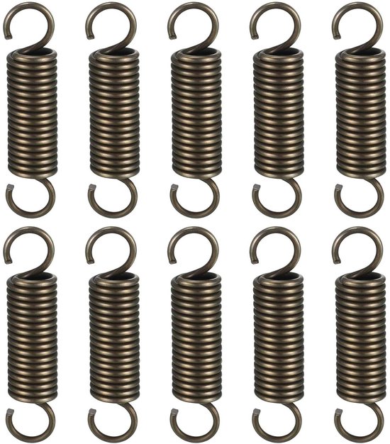Ressorts de tension avec crochets (lot de 10) - Ressort de tension de 100 mm - Ressorts métalliques 1,2 x 10 x 100 mm - Diamètre extérieur : 10 mm - Diamètre du fil : 1,2 mm