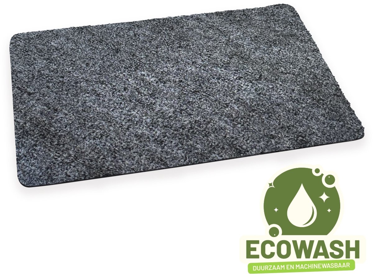Studio M Deurmat - Wasbaar - Droogloopmat - 60x90 cm - Ecowash - Grijs - Schoonloopmat - Voor Buiten en Binnen - Milieuvriendelijk TPE Antislip Deurmat