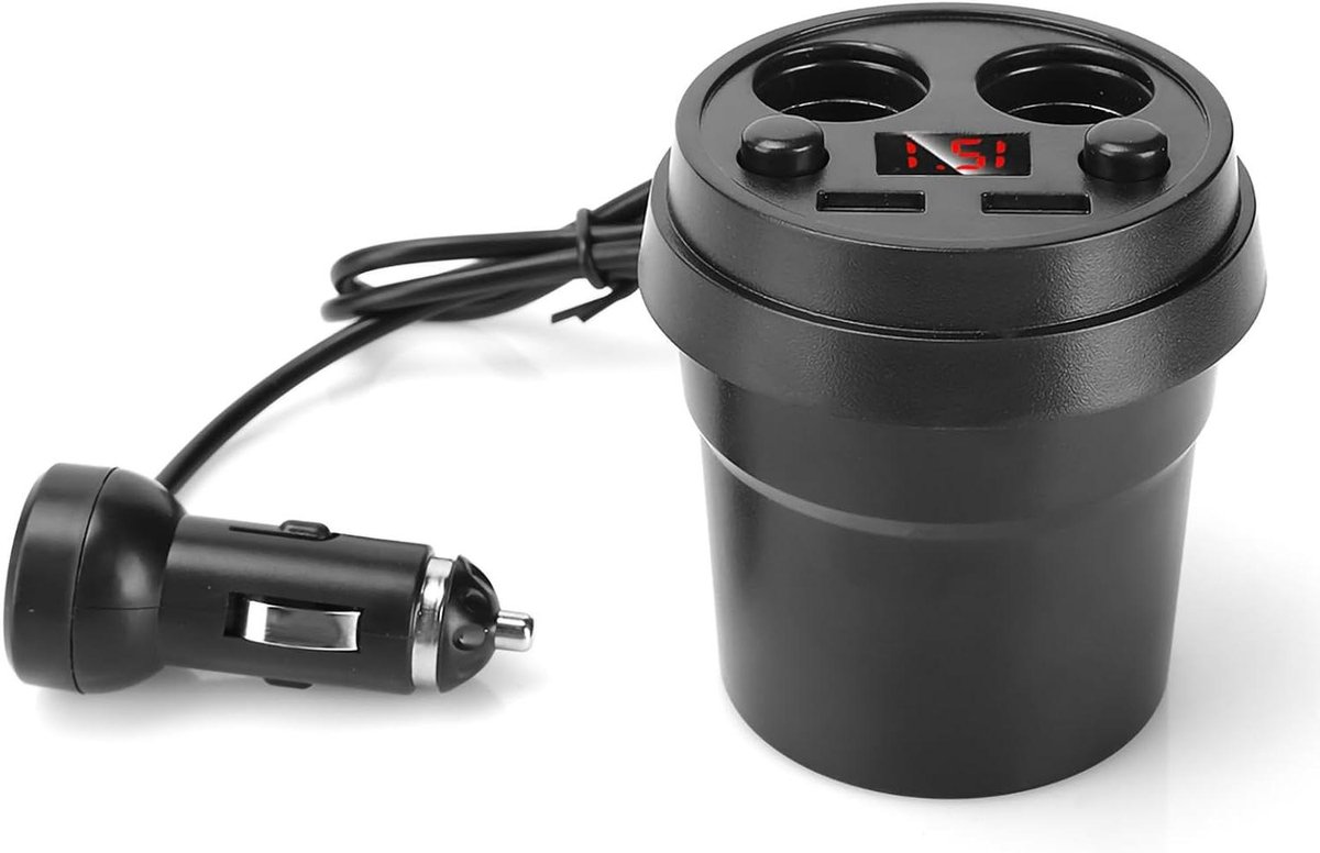 Image of 1A Grote Stroomadapter met USB Oplaadpoorten en Lichter - Auto Accessoire voor Telefoon en Tablet