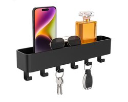 Duna Sleutelrekje - Sleutelhouder - Zelfklevend - Sleutelbakje Modern incl. Siliconen Mat - RVS - Zwart