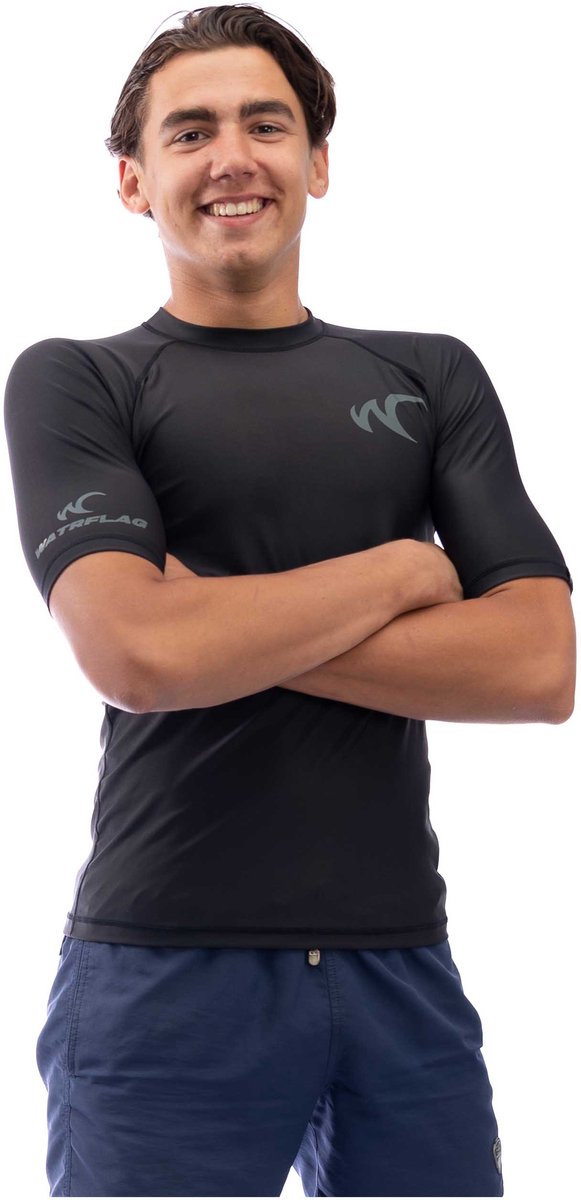 Watrflag Rashguard Barcelona - Heren - Zwart - UV beschermend surf shirt bodyfit L