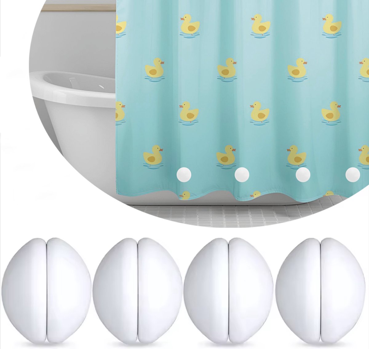 Groene Berg® Douchegordijn gewichtjes set van 4 paar - Magneten met siliconen coating 8 stuks - Extra sterke verzwaarders - Waterdichte tafelkleed gewichtjes voor buiten - WIT