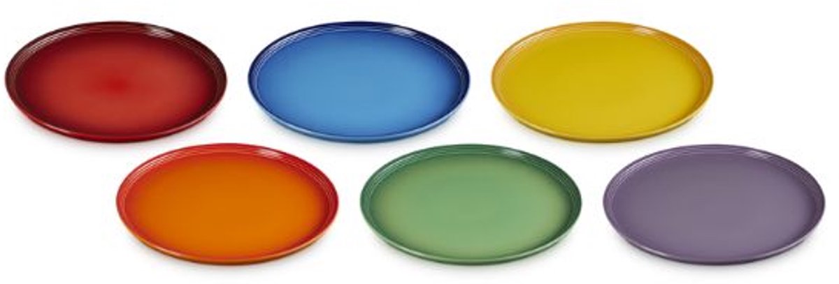 Le Creuset - Dinerborden - regenboog - set van 6 stuks