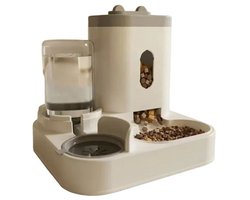 Automatische Kattenvoeder 2,3 L - Waterdispenser 1,3 L - Set - 2 in 1 - Water - Feeder - Kattenvoer - Container - Voor Indoor - Katten - Grijs